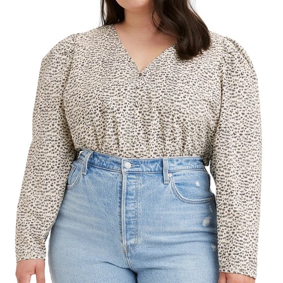 NWT Levi's Teegan Notch Print Cotton Blouse Sz L & XL - Picture 4 of 9